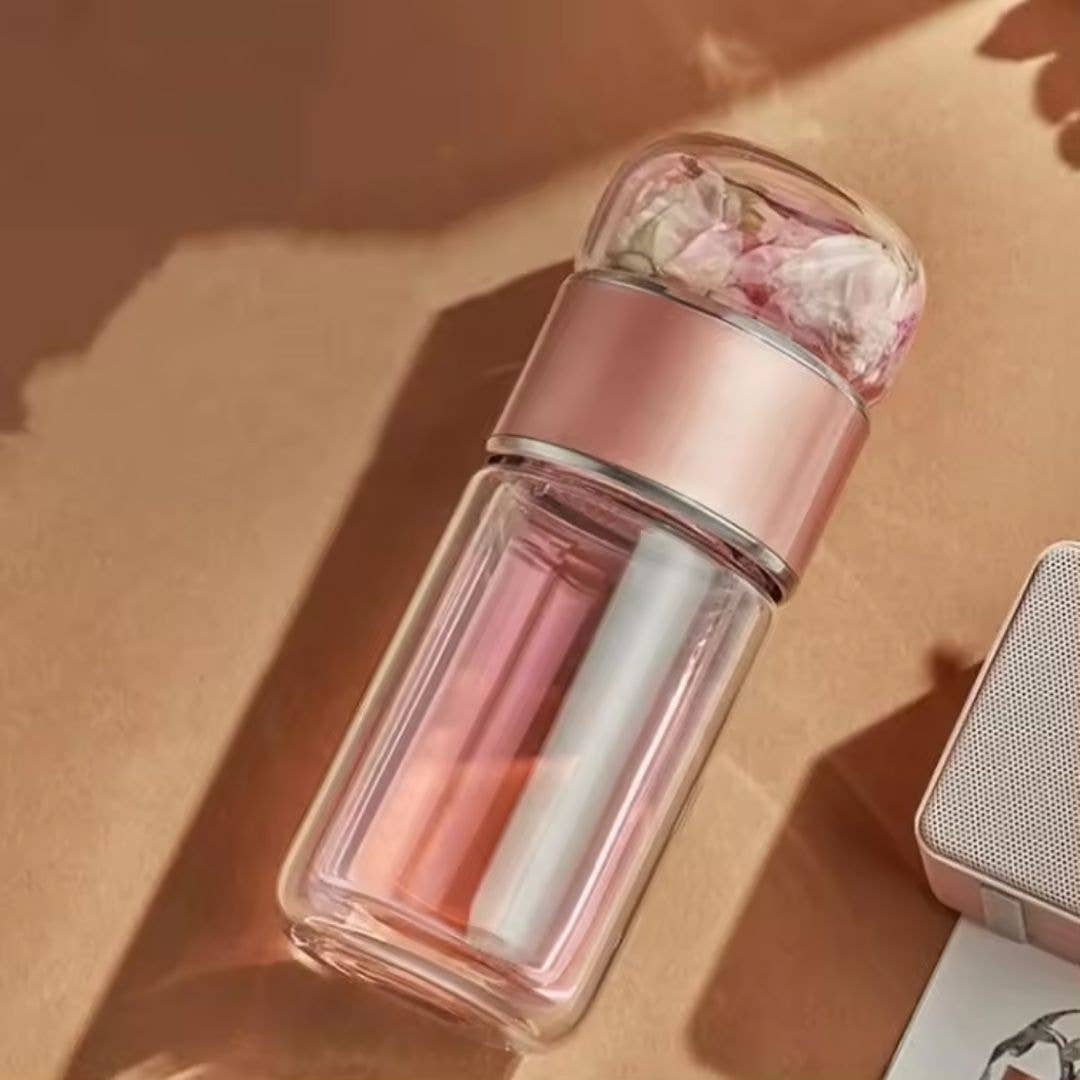 Us and The Earth - Wholesale Tea Strainer/Infuser - Double Wall Glass Tea Infuser Drink Bottle2