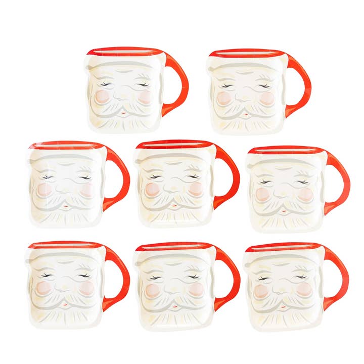 My Mind’s Eye - Venta al por mayor Platos desechables - Platos de papel con forma de taza de Santa para Navidad CHR10412