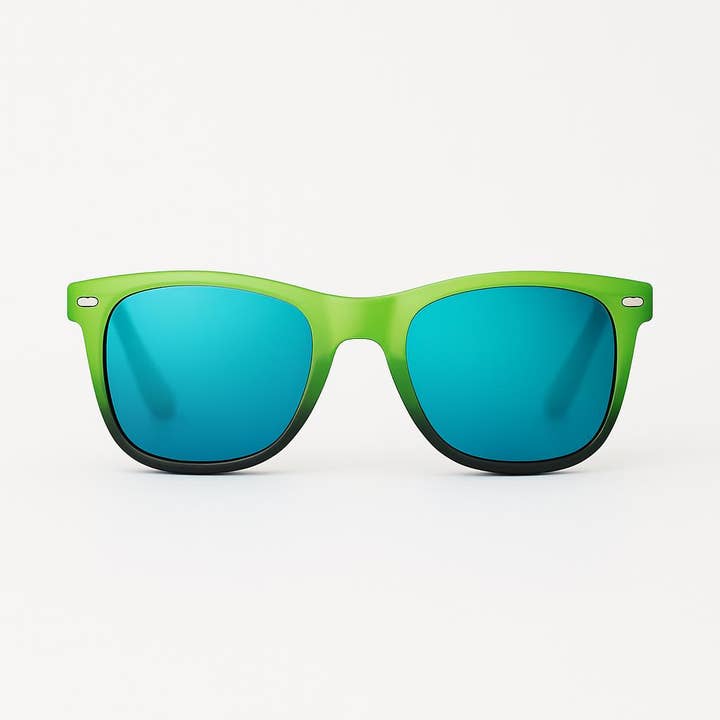 NHP International - Vendita all'ingrosso Occhiali da sole - Unisex - Occhiali da sole verde 'Distressed' modello wayfarer con lenti a specchio 22