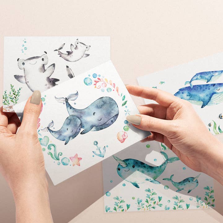Twigs Paper - Wholesale Stationery/Notecard Set - Ocean Animals Greeting Card Set | Assorted Notecards4