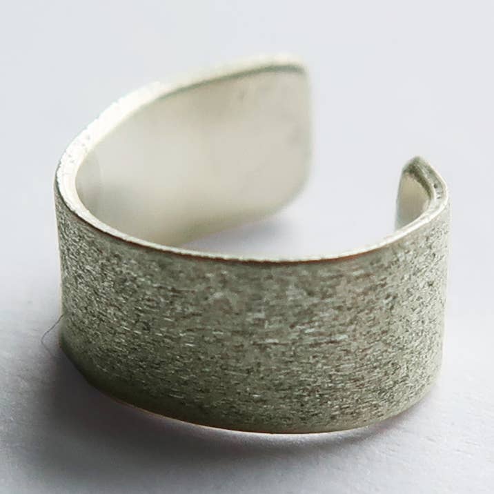 Ear Cuff Solid 9ct White Gold Brushed Plain 4mm for wholesale by Christina Made It