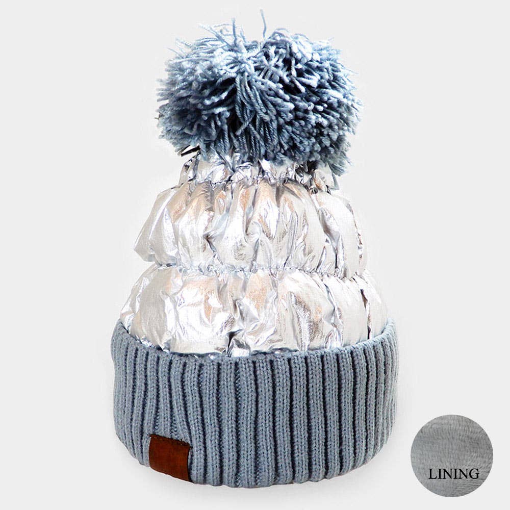 Sensibling Corp. - Wholesale Beanie - Women's - Fleece Lining Puffer Knit Pom Pom Beanie Hat2