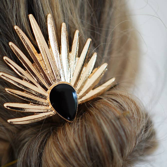 Bohomane - Wholesale Hair Clip - Women's - Persia gold and black stone hair clip1