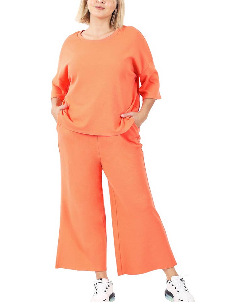 PLUS DROP SHOULDER TOP LOUNGE PANTS SET for wholesale by VERY BERRY