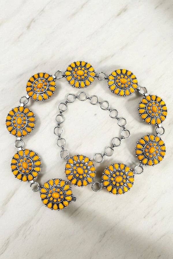 Andrea Bijoux - Venta al por mayor Cinturón - Mujer - Cinturón de cadena con eslabones de gemas florales occidentales0