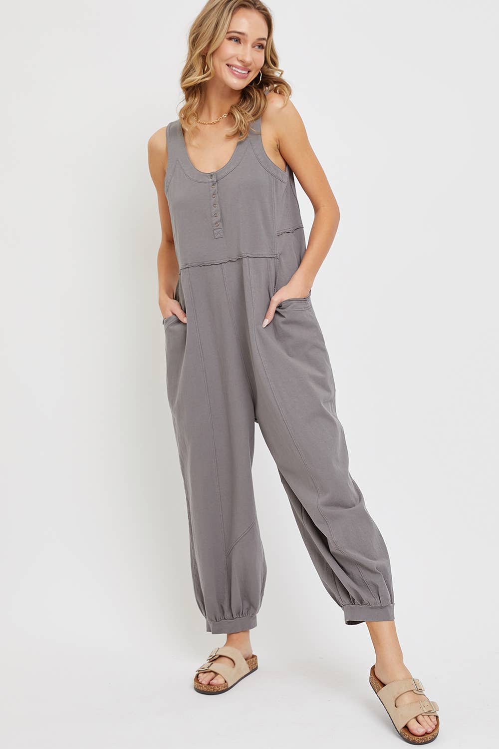 Sweet Lovely by Jen - Wholesale Jumpsuit - Women's - COTTON WASHED SLOUCHY JUMPSUIT9