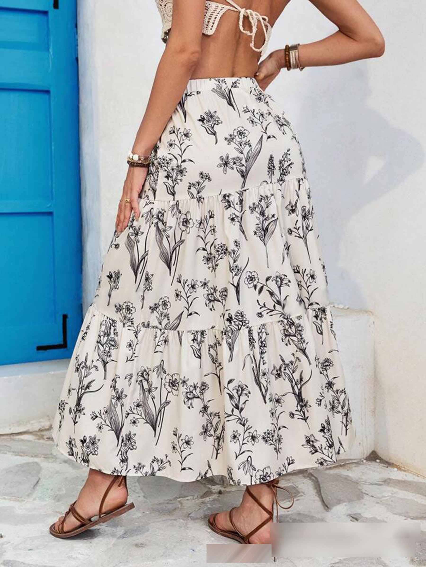 White Printed Loose Half Skirt for wholesale on Faire2