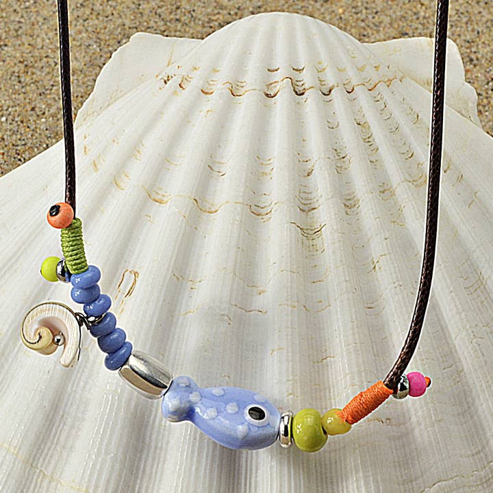 Colorful Boho Beach Necklace – Fish Pendant Summer Jewelry for wholesale by CozyDetailz
