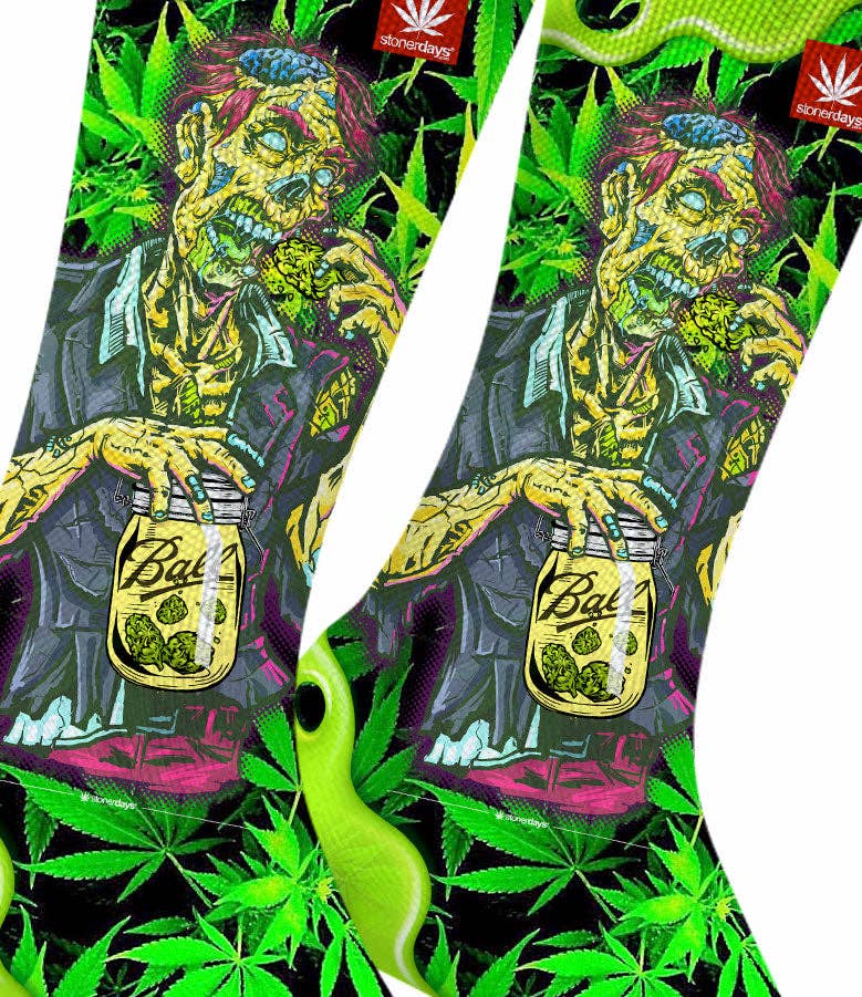 StonerDays Apparel - Vente Chaussettes – unisexe - Chaussettes Zombie Zooted au Cannabis1