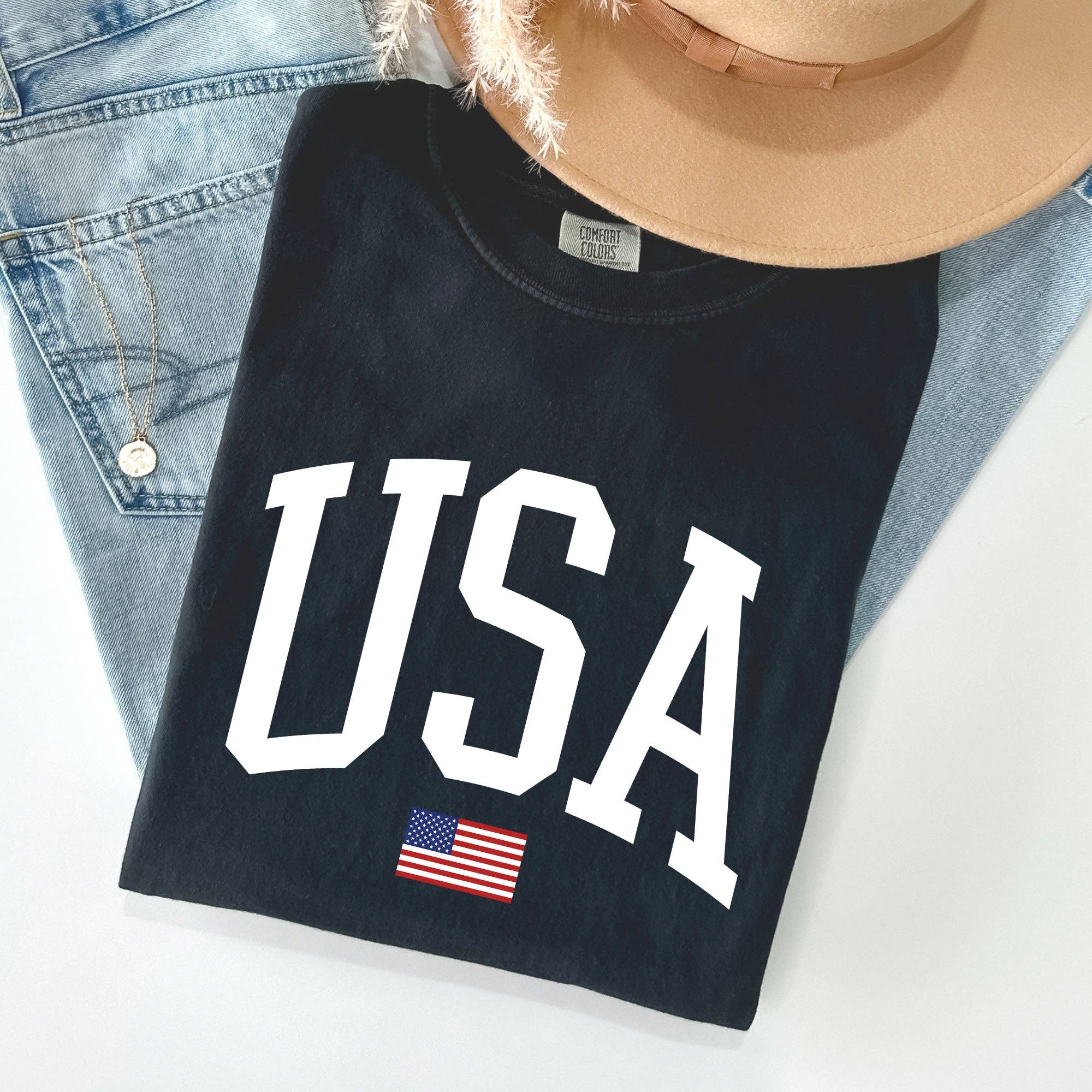 Refinery Number One LLC – wholesale T-shirts med screentryck – Dam – USA Flagga, Amerika, Patriotisk, Vit, 4 juli T-shirt2