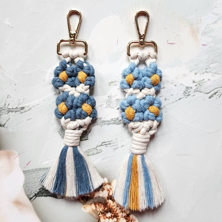 Handmade By Uruba – wholesale Keychain – Women's – Color Pop Macrame Keychain | Handwoven Boho Tassel Accessory3