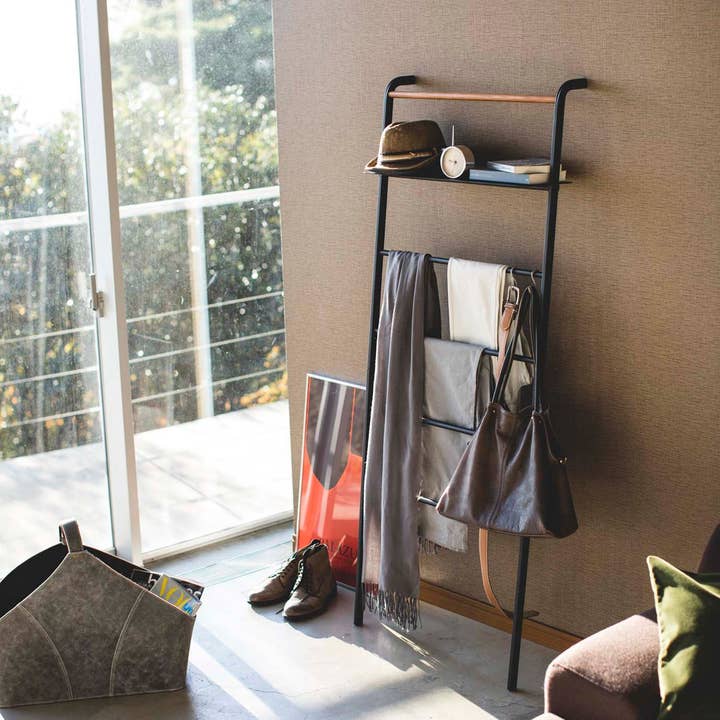 Yamazaki Home - Wholesale Free Standing Shelf - Tower Leaning Ladder Rack with Shelf - Steel8