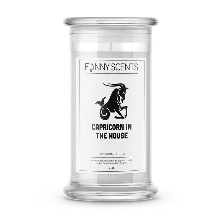 Capricorn In The House Funny Candles for wholesale by JewelryCandles.com