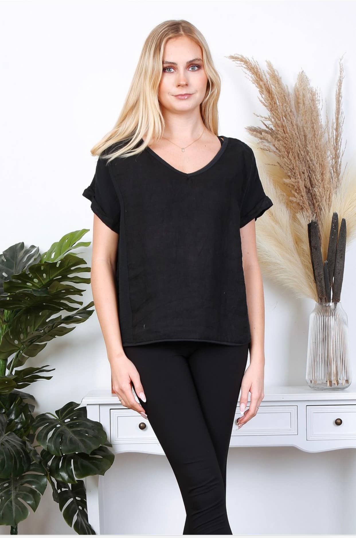 LÉA & LUC - Vente T-shirt – femme - T-Shirt texturé en 100% lin REF. 6516