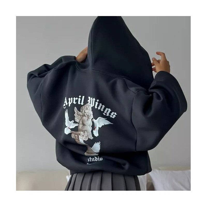 FurDecoration – Hoodie – Mulher por atacado – Moletom com capuz de ajuste solto com design impresso e zíper4