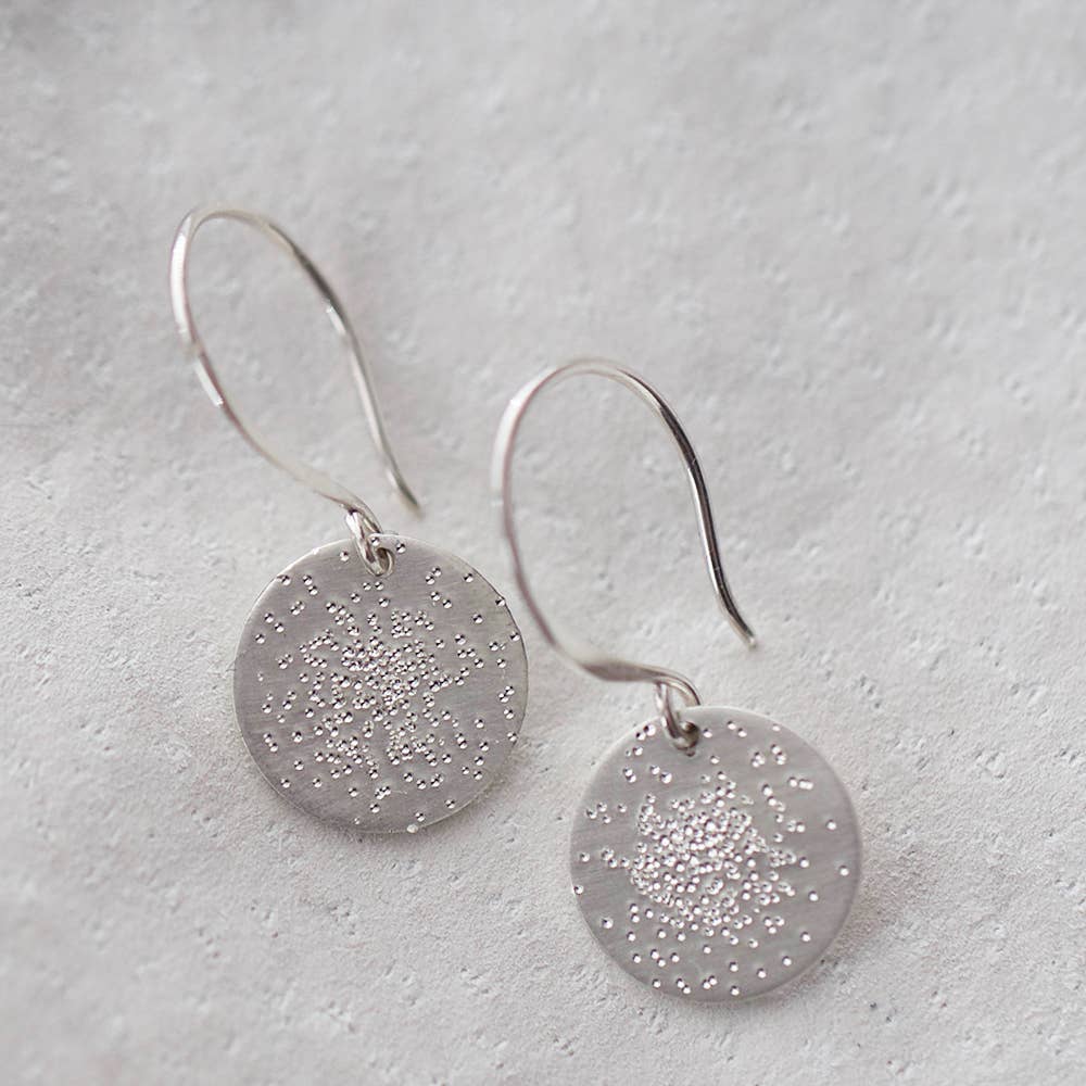 Christina Kober Designs - Wholesale Dangle Earrings - COIN EARRINGS diamond dusted | drop circle dangle earrings7