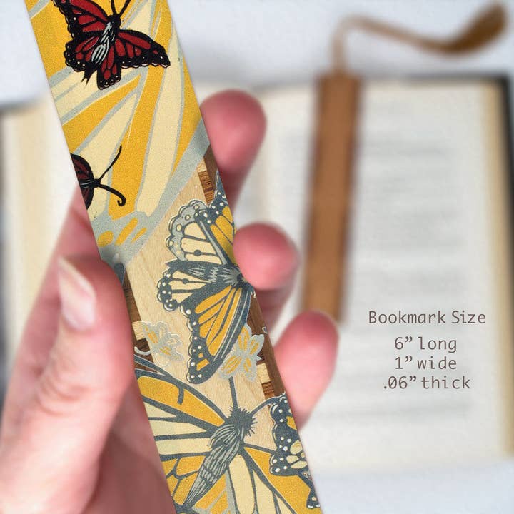 Mitercraft - Wholesale Bookmark - Monarch Butterflies Wooden Bookmark1