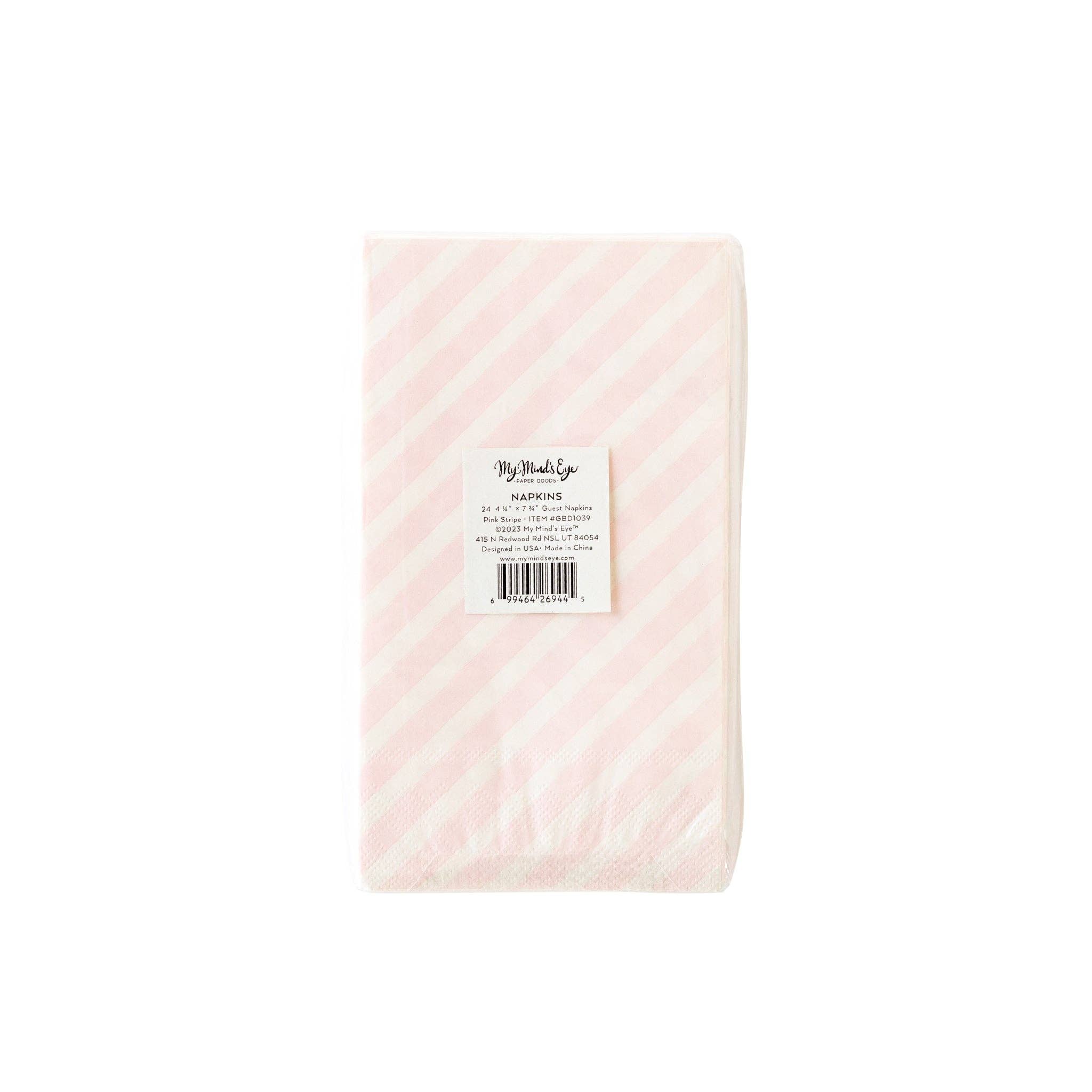My Mind’s Eye – Engroshandel Engangsserviet – GBD1039 - Gingerbread Pink Stripe Papir Middag Serviet4