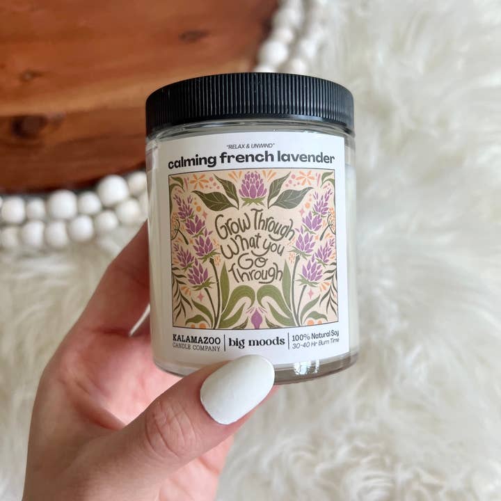 Big Moods - Wholesale Jar/Filled Candle - "Grow Through" Calming French Lavender - Luxury Soy Candle