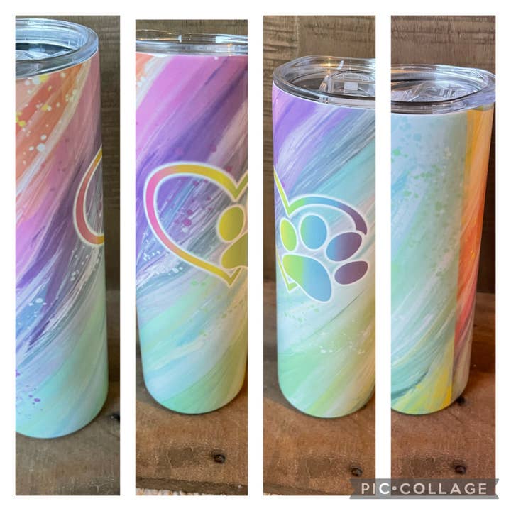 Gobelet Sublimation Rainbow Pastel Patte de chien 20 oz pour la vente par NYOG Side Hustle