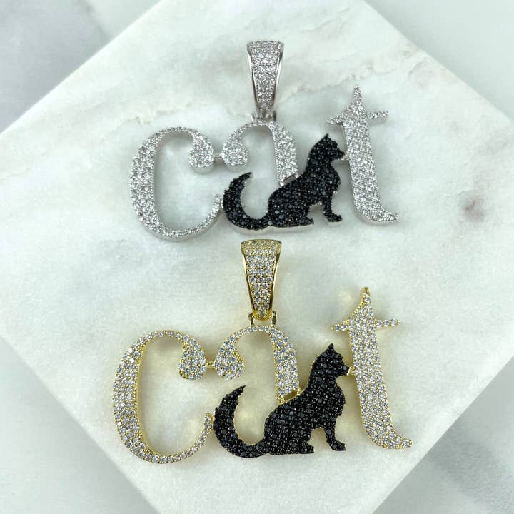 Pingente CZ CAT preenchido com ouro 18k ou prata por atacado de Luxus Accessories