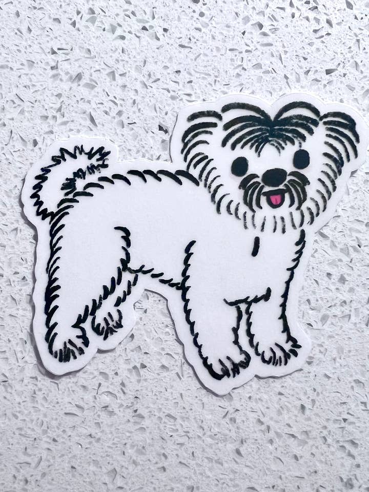 autocollant transparent pour petit chien blanc pour la vente par fox & koi: stickers and pins