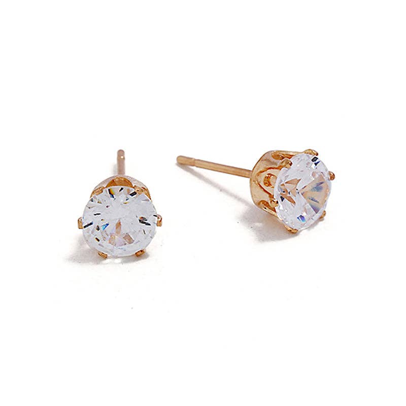 Atlas Fashion - Wholesale Stud/Post Earrings - 12 PCS Cubic Zirconia Diamond Stud Earrings0
