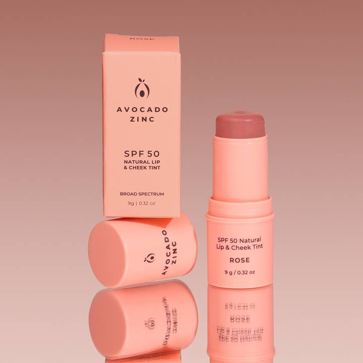 Avocado Zinc - Wholesale Lip Stain/Dye/Tint - SPF 50 Natural Lip & Cheek Tint - Rose