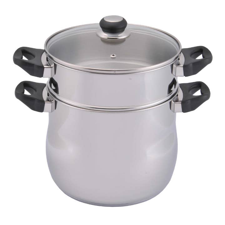 Couscoussiere 9l Bombé Rustfrit Stål 24cm - Cirka 9 Liter for engroshandel hos Cuivres de France-Baumalu