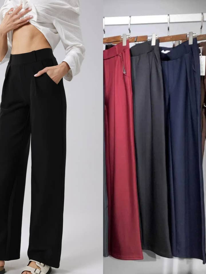 Wide Leg YU&ME Scuba Bi Stretch Elasticated Stretch Trousers for wholesale by Kurt Muller