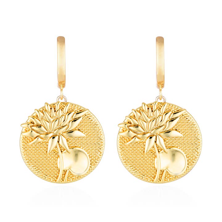 July Birthflower Earrings - Lily Lotus for wholesale by Glacier Mist