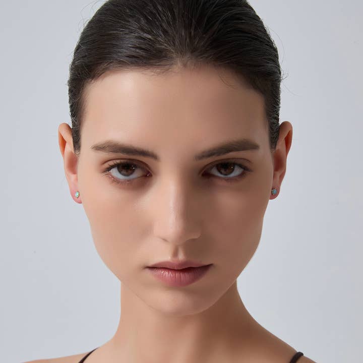 Perimade & Co. LLC - Wholesale Stud/Post Earrings - Dainty Tiny Small Opal Stud Earrings in 925 Sterling Silver3