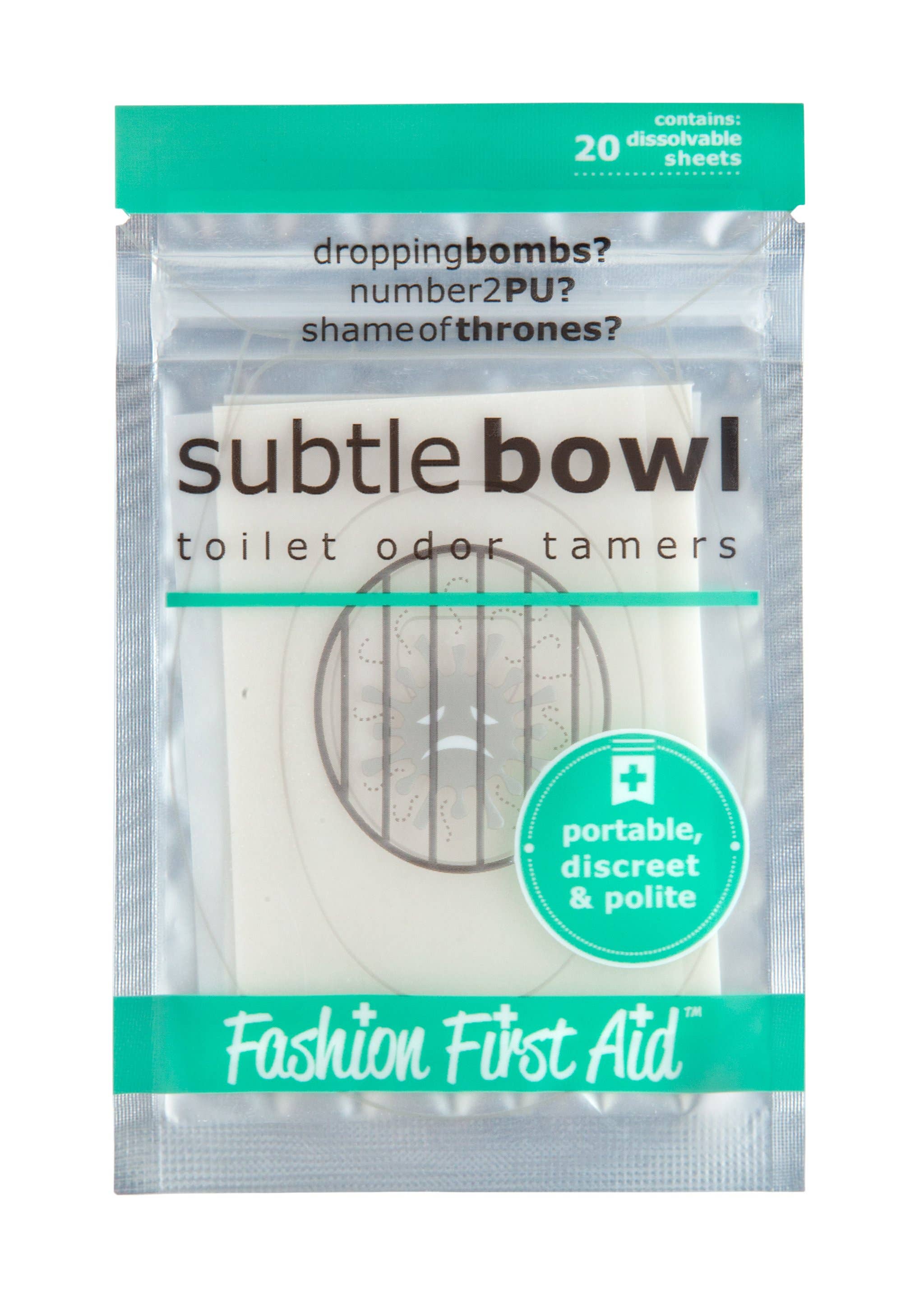 Fashion First Aid – Engroshandel Toiletspray – Subtile Bowl toilet lugt tamers stoppe agterstavn lugt, 20 ark