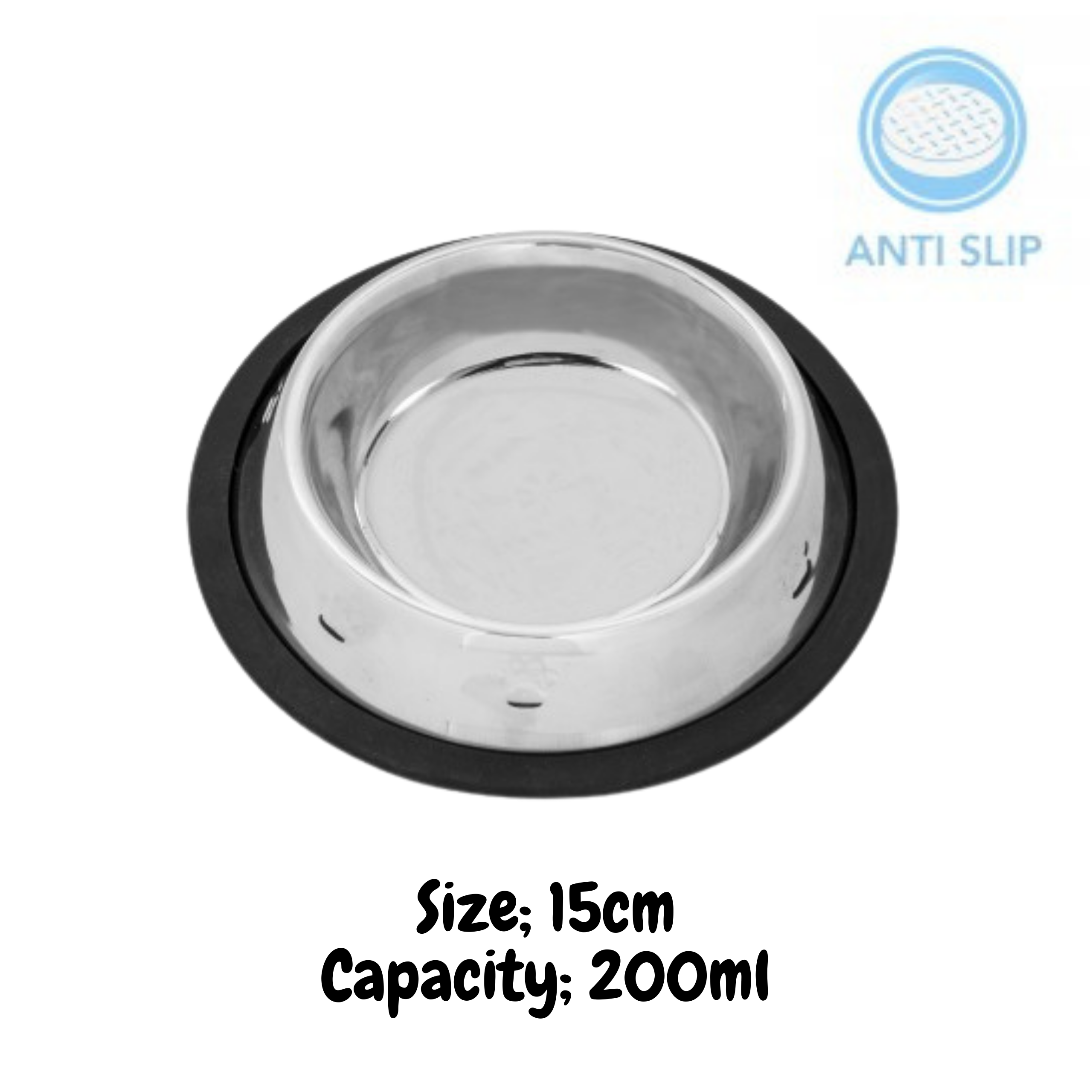 WufWuf - Wholesale Pet Bowl - Cat/Dog - WufWuf & SC Anti-Skid Stainless Steel Cat Bowl, 200Ml3