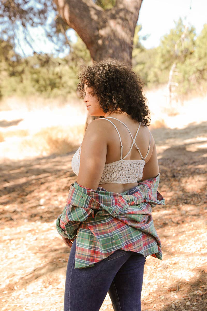 Leto Accessories - Wholesale Bralette - Women's - Crochet Lace Longline Bralette–XL, Padded, Stylish Comfort🌼1