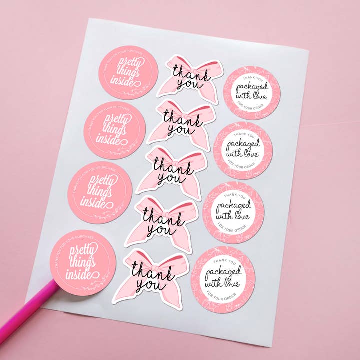 Blush & Bloom Thank You Stickers | 2" Matte | 48pk for wholesale by Picksie Mailers