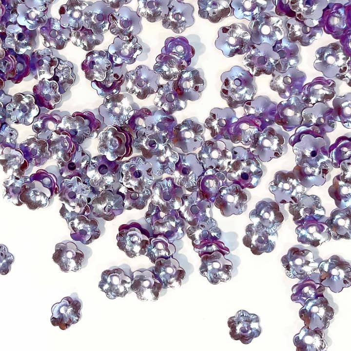 Fleur - 7mm - Mauve avec Lumières Argentées (S155) pour la vente par Colour Streams