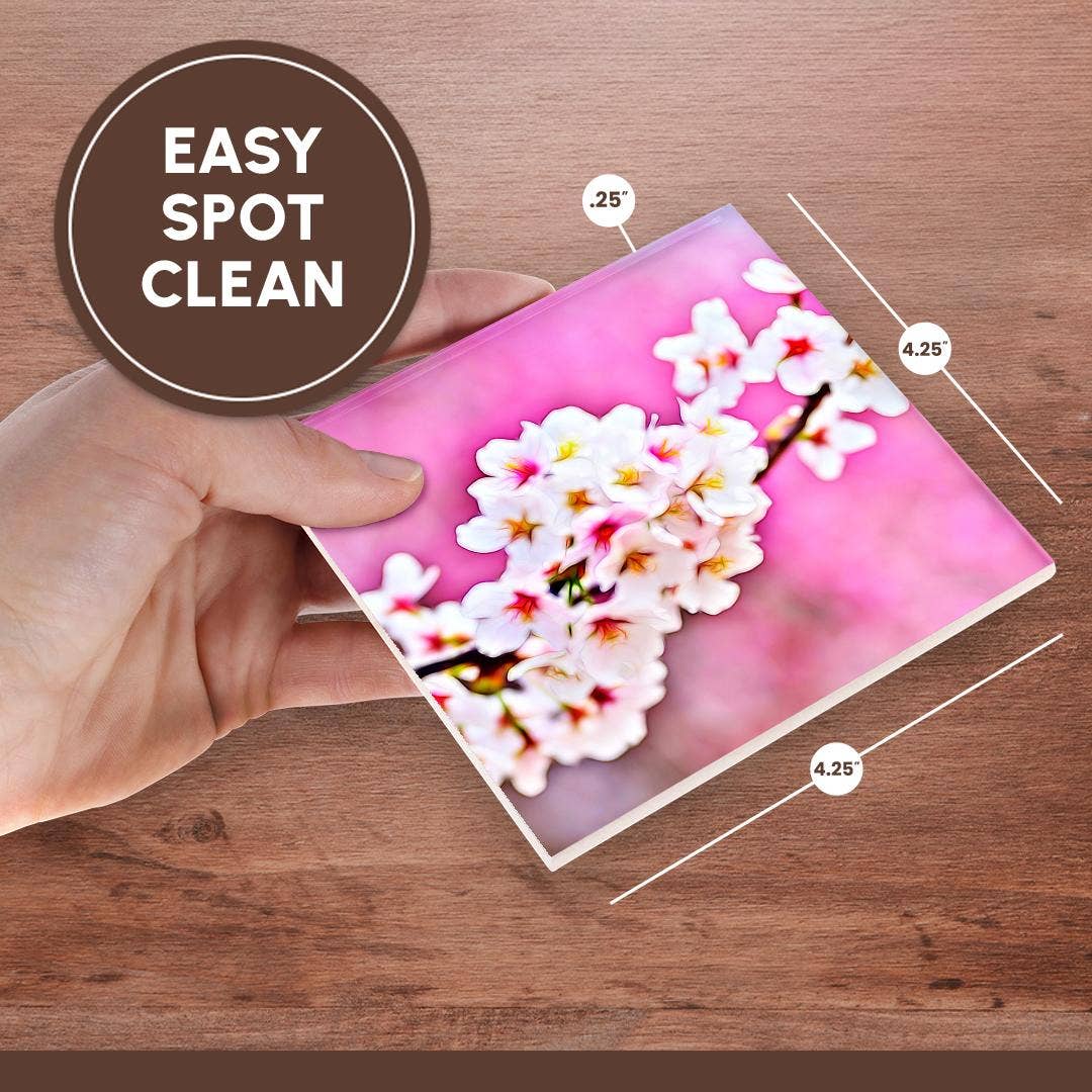 3dRose - Wholesale Coasters - 3dRose, Pretty Image Of Light Infused Cherry Blossom Flower Painting, Coaster6