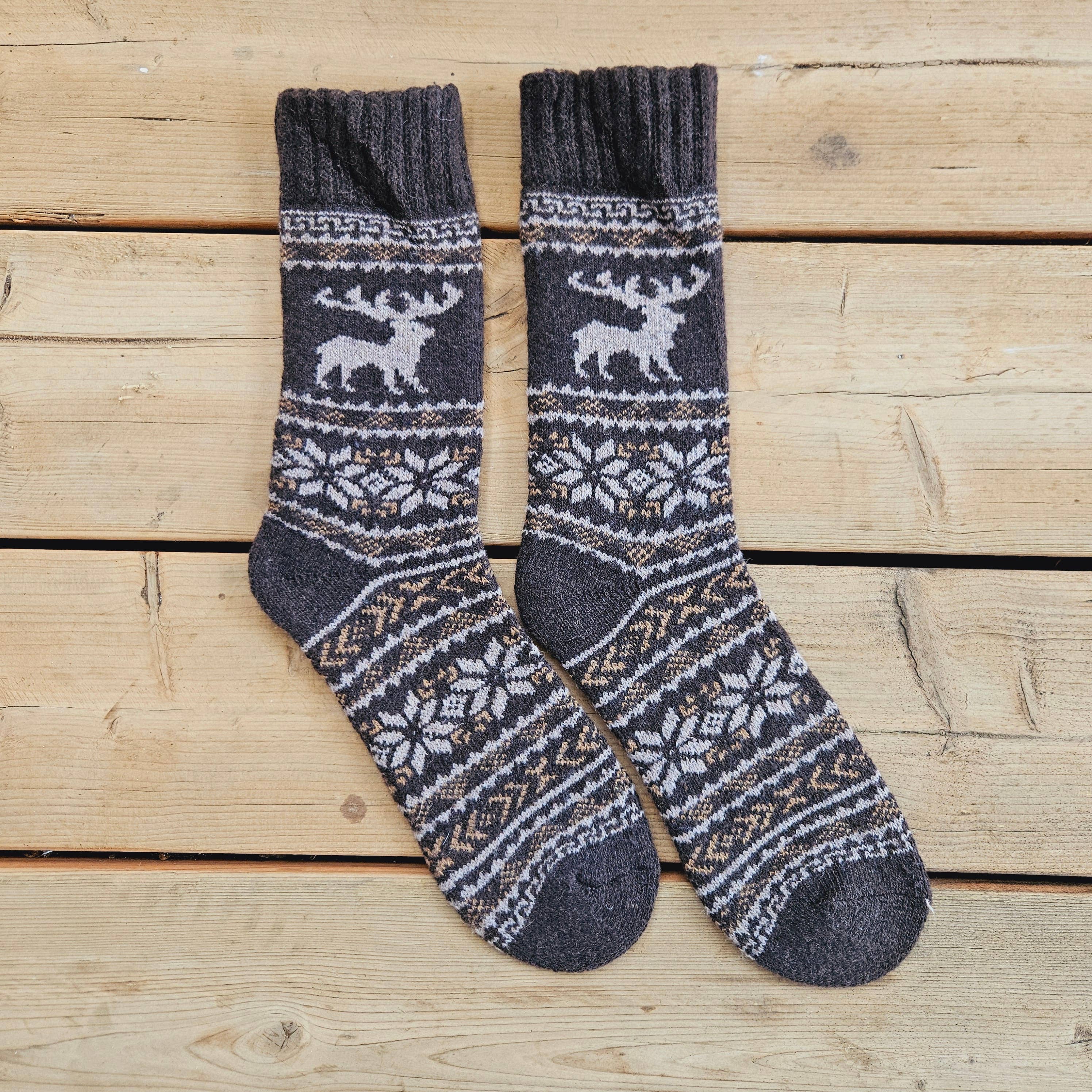 NorraVilla - Wholesale Socks - Women's - Alpaca wool socks - Nordic Unisex REINDEER - 39-46 5