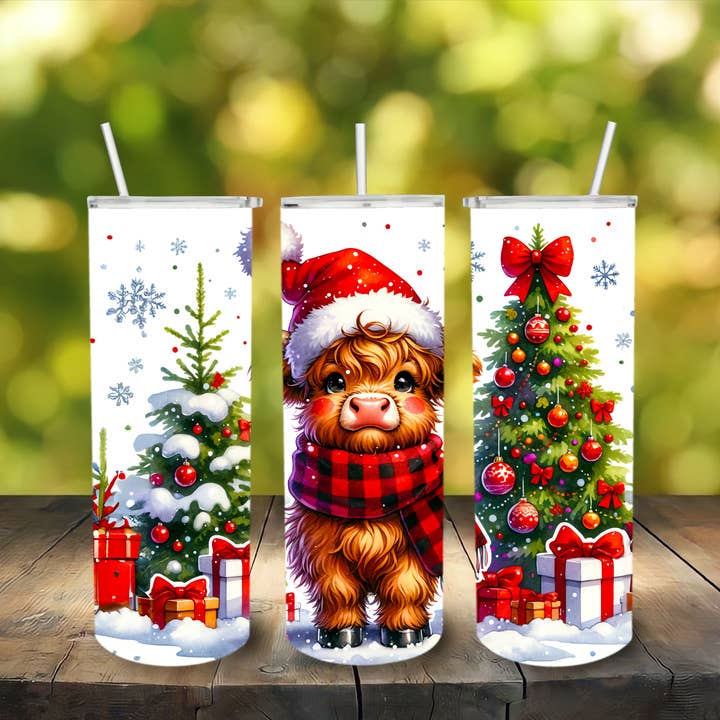Highland Cow roestvrijstalen kerstbeker voor wholesale door Lily's Craftory