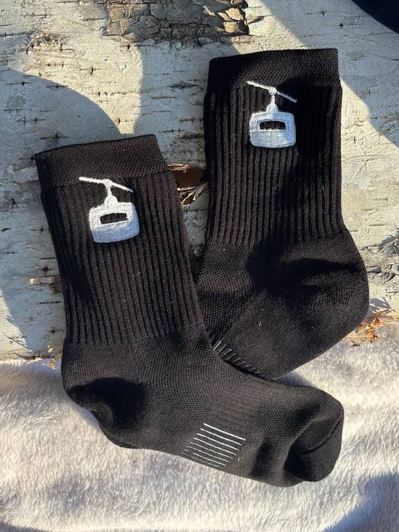 Embroidered Gondola Ski Lift Ski Snowboard Socks: Winter Sports Gift for wholesale by Say It Ain't Sold