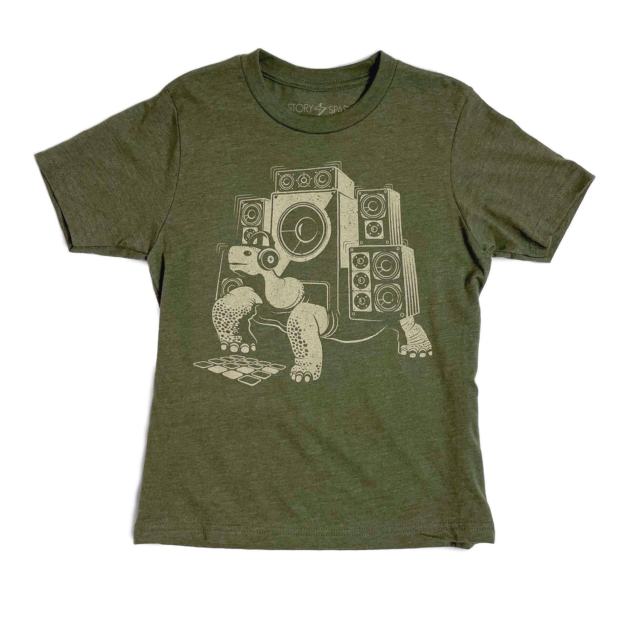 STORY SPARK - Wholesale Screen Printed T-Shirt - Kids - SLOW BEATS - Boombox Tortoise Kids T-Shirt0