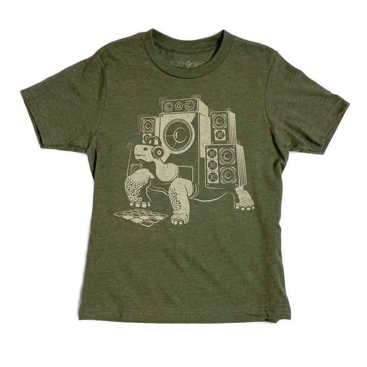 STORY SPARK - Wholesale Screen Printed T-Shirt - Kids - SLOW BEATS - Boombox Tortoise Kids T-Shirt