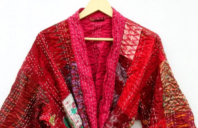 GYPSY STUDIO - Wholesale Kimono - Women's - Long Kimono for Men Women Patchwork Multicolored Silk Kantha7