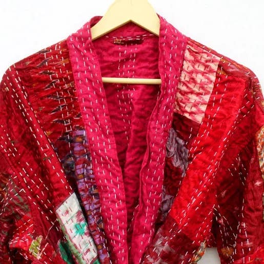 GYPSY STUDIO - Wholesale Kimono - Women's - Long Kimono for Men Women Patchwork Multicolored Silk Kantha7