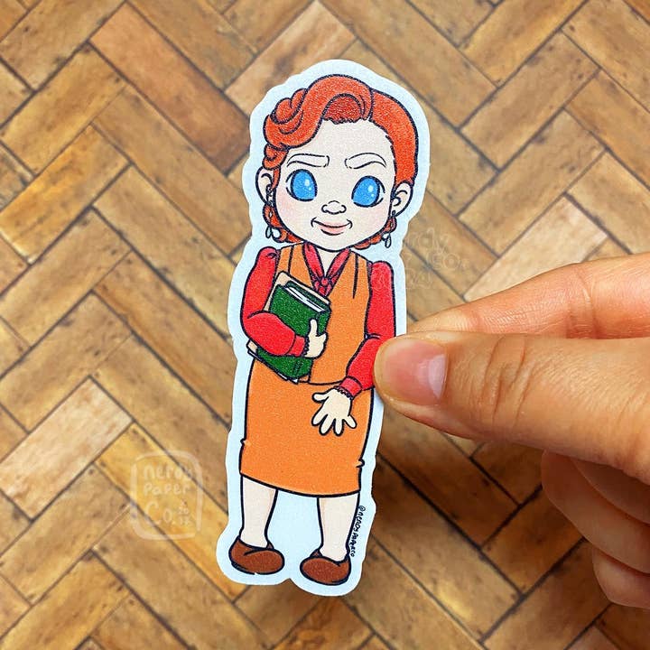 Joven Minerva - Pegatina de vinilo impermeable dibujada a mano para venta al por mayor de NERDY PAPER CO.