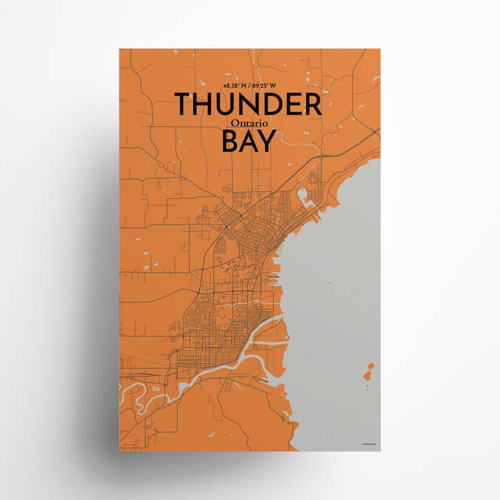 Affiche Carte de la ville de Thunder Bay pour la vente par OurPoster.com