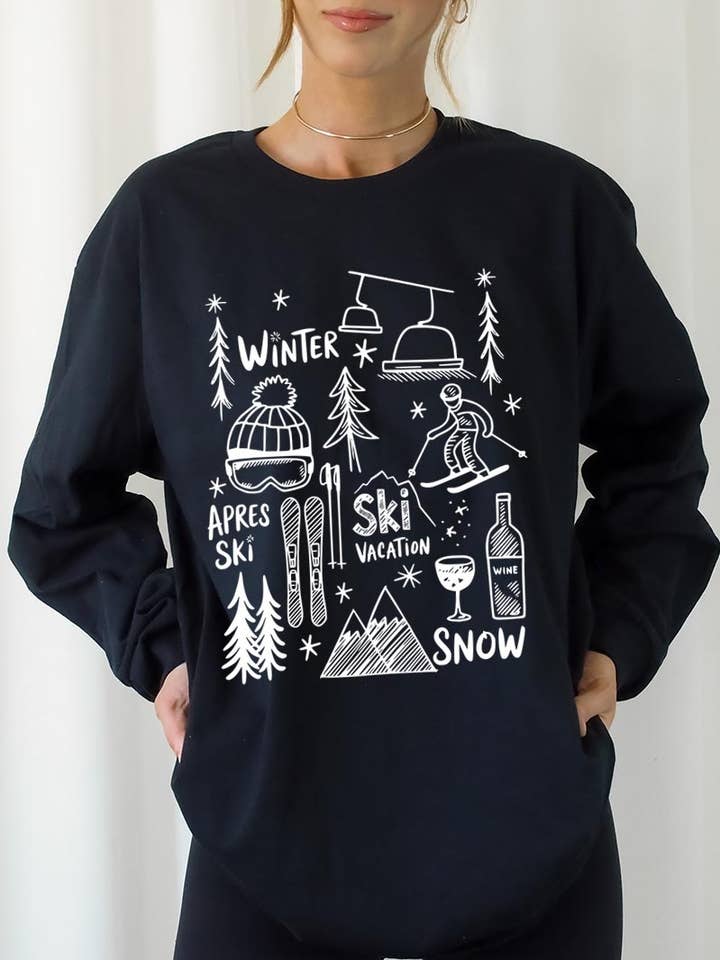 Ski Doodle Graphic Plus Long Sleeve T-shirt voor wholesale door COLORBEAR