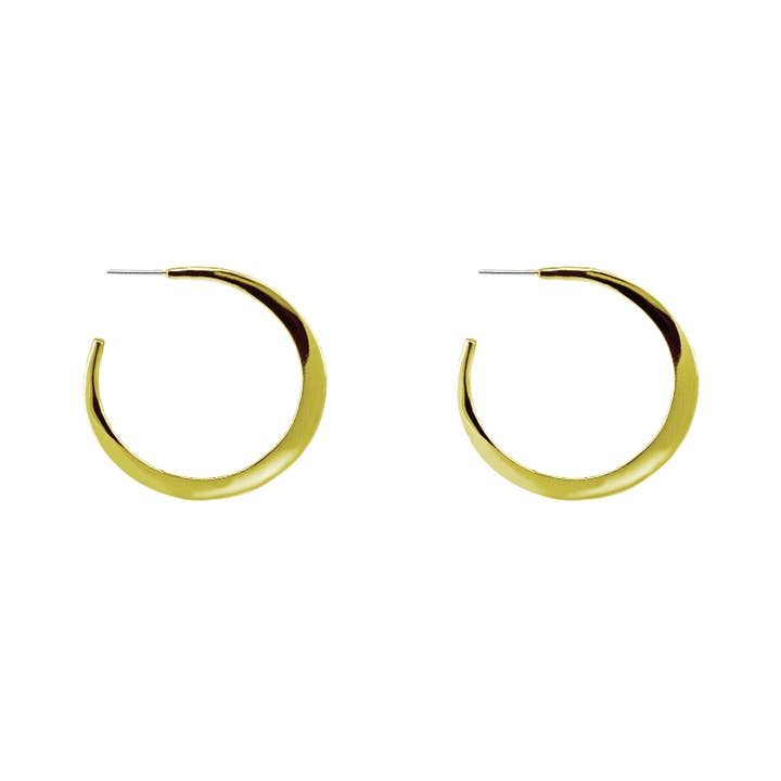 Solid Brass Crescent Moon Hoop - Large for wholesale by SITA