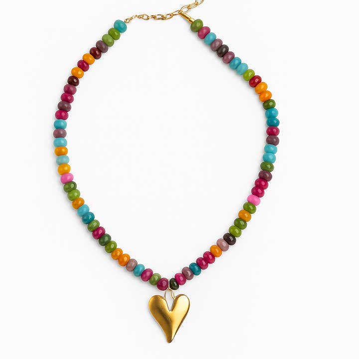 Celine Heart Beaded Necklace for wholesale by The Silver Wren
